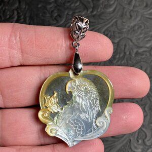 Bald Eagle and Butterfly Mother of Pearl Pendant